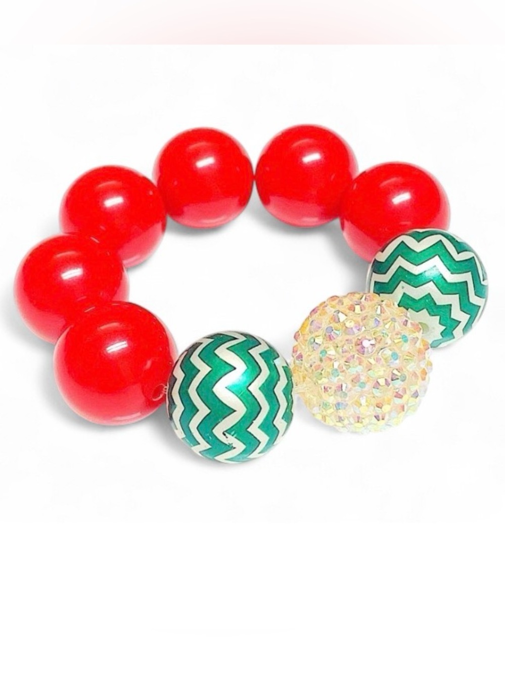 Handmade Holiday Chevron Girls Chunky Stretch Bracelet